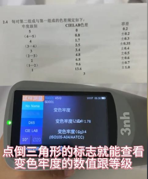 查看變色牢度的數值和等級 查看變色牢度的數值和等級
